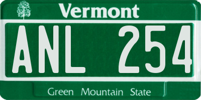 VT license plate ANL254