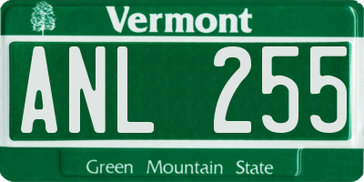 VT license plate ANL255