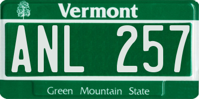 VT license plate ANL257