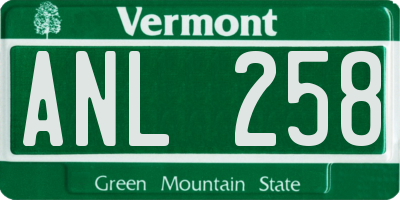 VT license plate ANL258