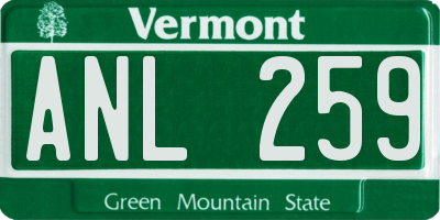 VT license plate ANL259