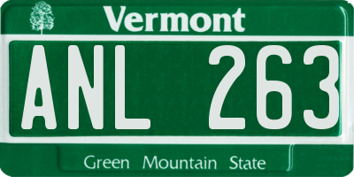VT license plate ANL263