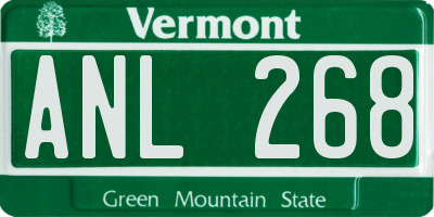 VT license plate ANL268