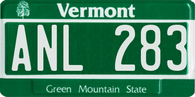 VT license plate ANL283