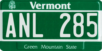 VT license plate ANL285