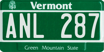 VT license plate ANL287