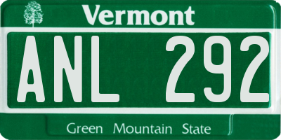 VT license plate ANL292