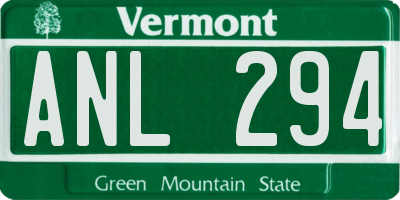 VT license plate ANL294