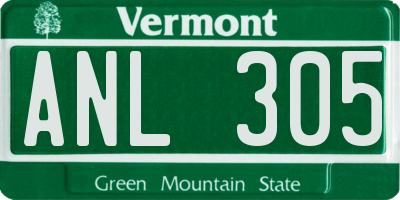 VT license plate ANL305