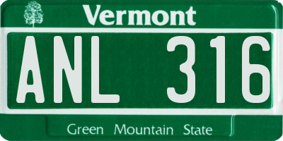 VT license plate ANL316