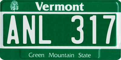 VT license plate ANL317
