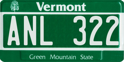 VT license plate ANL322