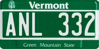 VT license plate ANL332