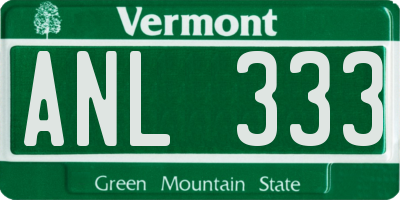 VT license plate ANL333