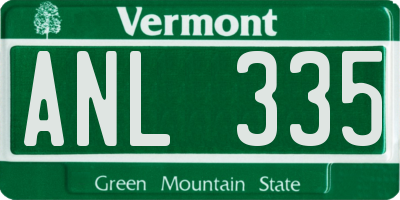 VT license plate ANL335