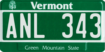 VT license plate ANL343