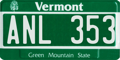 VT license plate ANL353