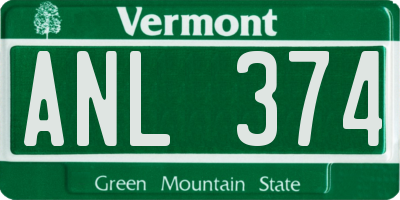 VT license plate ANL374