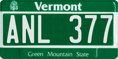 VT license plate ANL377