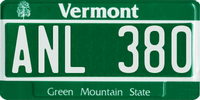 VT license plate ANL380