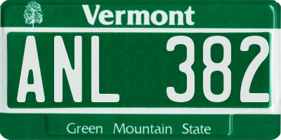 VT license plate ANL382