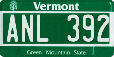 VT license plate ANL392