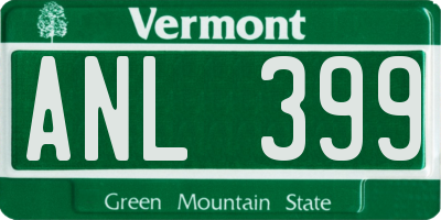 VT license plate ANL399
