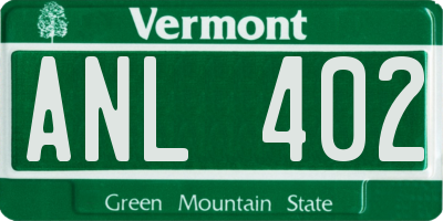 VT license plate ANL402