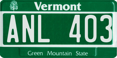 VT license plate ANL403