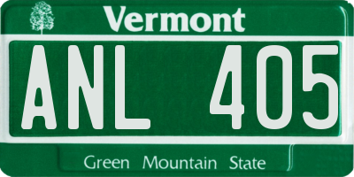 VT license plate ANL405