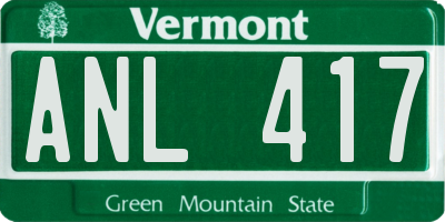 VT license plate ANL417
