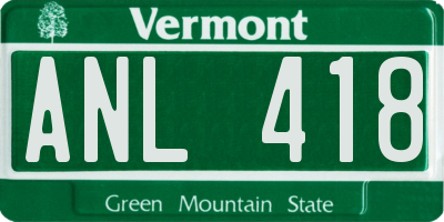 VT license plate ANL418