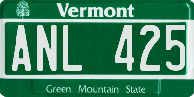 VT license plate ANL425