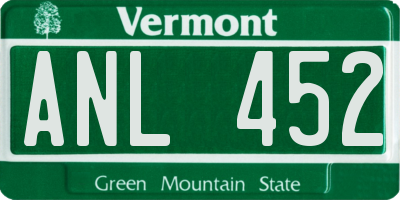 VT license plate ANL452