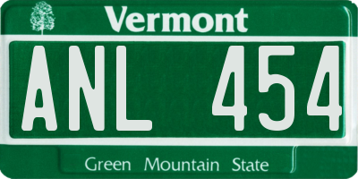 VT license plate ANL454