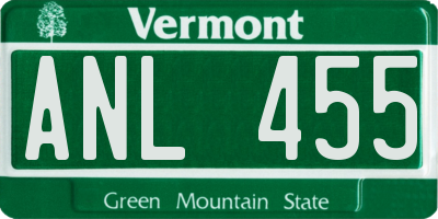VT license plate ANL455