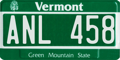 VT license plate ANL458