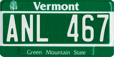 VT license plate ANL467