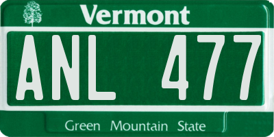 VT license plate ANL477