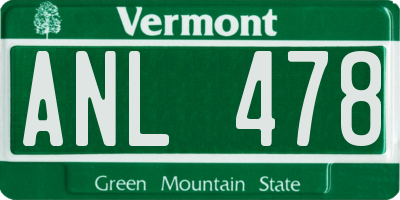 VT license plate ANL478