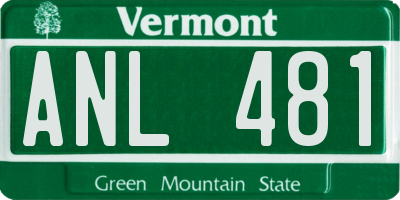 VT license plate ANL481