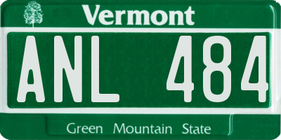VT license plate ANL484