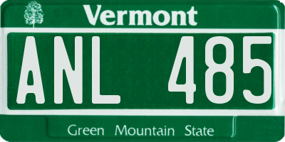 VT license plate ANL485