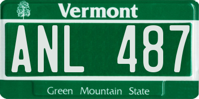 VT license plate ANL487