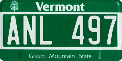 VT license plate ANL497