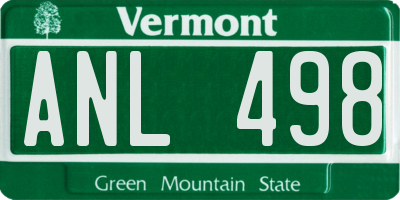 VT license plate ANL498