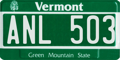 VT license plate ANL503