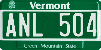 VT license plate ANL504
