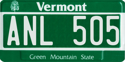VT license plate ANL505