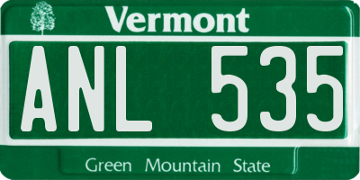 VT license plate ANL535